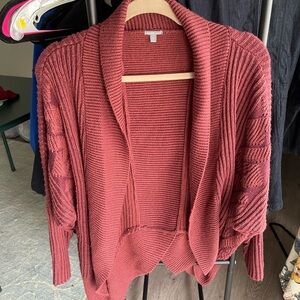 Charlotte Russe Ribbed Cardigan Sweater - Deep Red